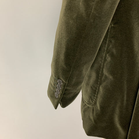 JOHN VARVATOS Size 44 Olive Cotton Velvet Notch Lapel Sport Coat