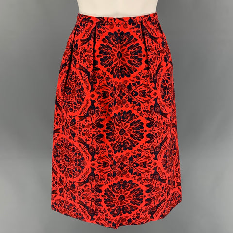 Vintage NINA RICCI Red & Navy Crepe Tapestry 3 Piece Skirt Suit