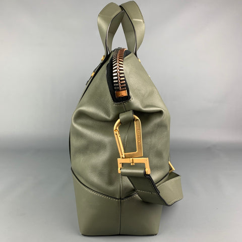 CALVIN KLEIN COLLECTION Olive Leather Rectangle Cross Body Bag