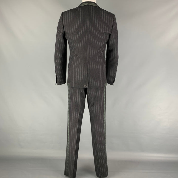 DOLCE & GABBANA Size 40 Regular Gray Chalkstripe Virgin Wool Shawl 3 Piece Suit