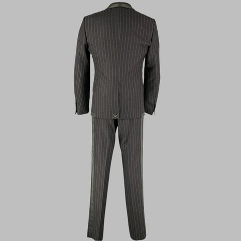 DOLCE & GABBANA Size 40 Regular Gray Chalkstripe Virgin Wool Shawl 3 Piece Suit