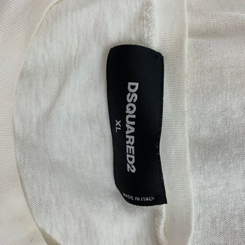 DSQUARED2 Size XL White Nevada Graphic Cotton T-shirt