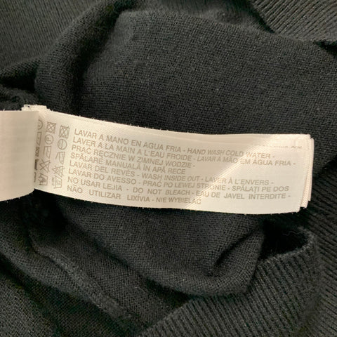 MASSIMO DUTTI Taille S Pull Col V Noir Coton Soie Cachemire