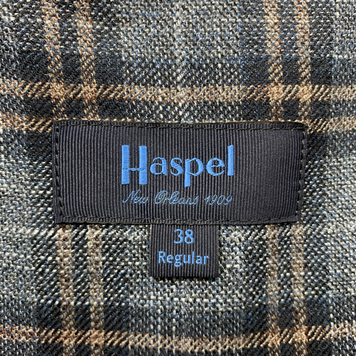 HASPEL Size 38 Navy Plaid Wool / Viscose Blend Notch Lapel Sport Coat