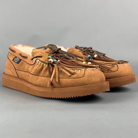 SUICOKE Alanui Size 11 Brown Suede Leather Fringed Loafers