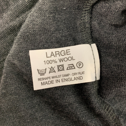 SUNSPEL Size L Charcoal Knitted Wool Crew-Neck Pullover