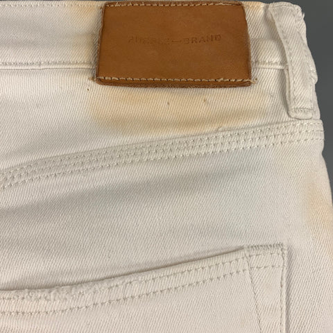 PURPLE BRAND Size 30 White Cotton Lycra Button Fly Jeans