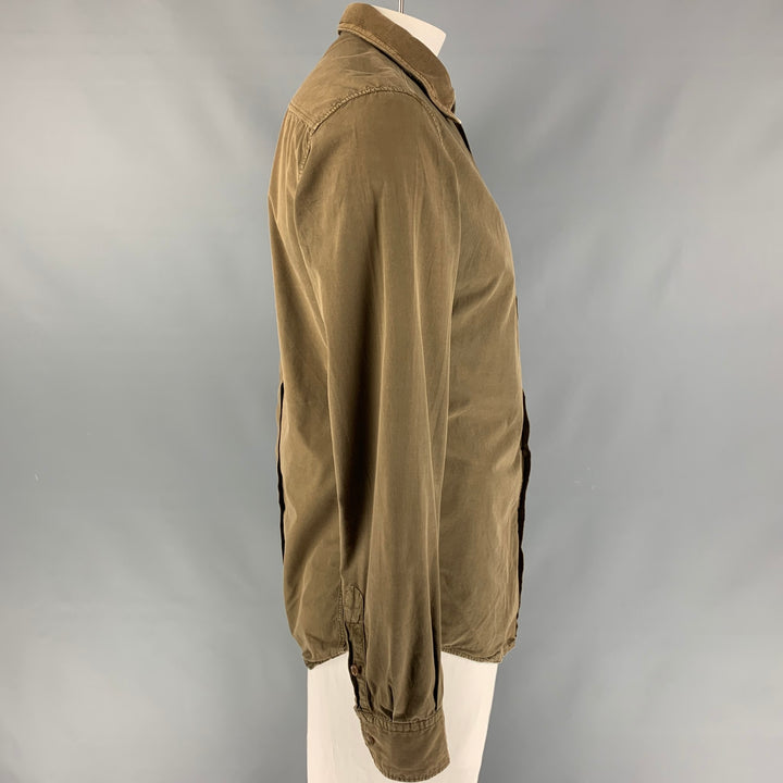 D&G by DOLCE & GABBANA Size L Brown Cotton Button Up Long Sleeve Shirt
