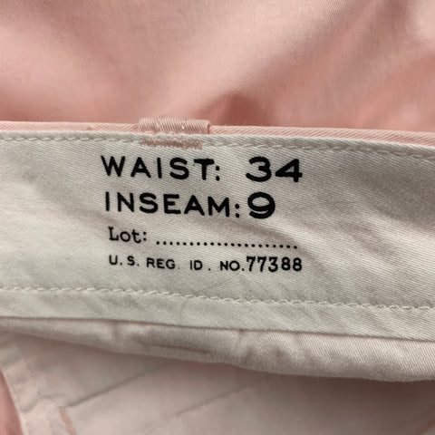 J.CREW Stretch Taille 34 Short en coton rose avec braguette zippée