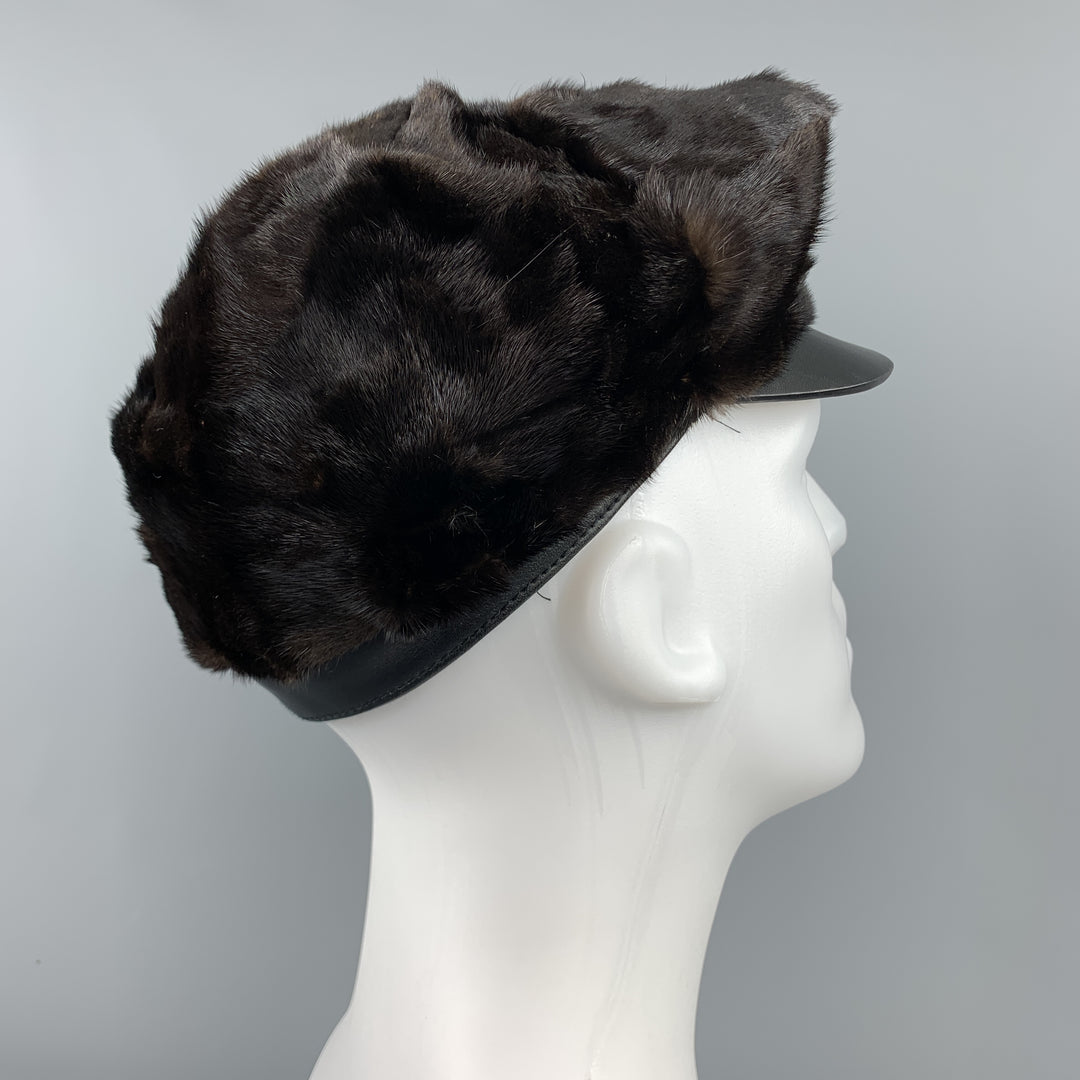 BURBERRY PRORSUM Textured Brown Mink Hat