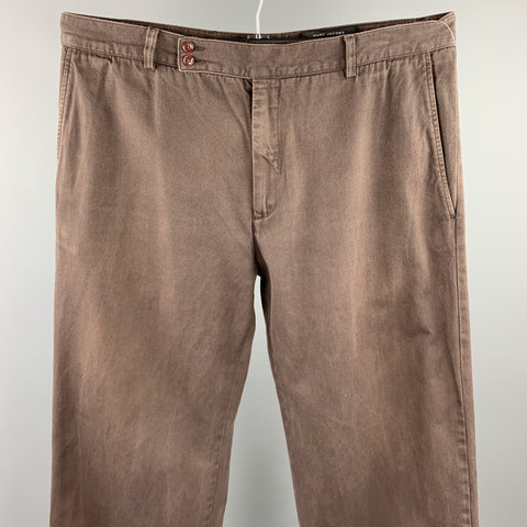 MARC JACOBS Size 36 Brown Cotton Wide Leg Dress Pants