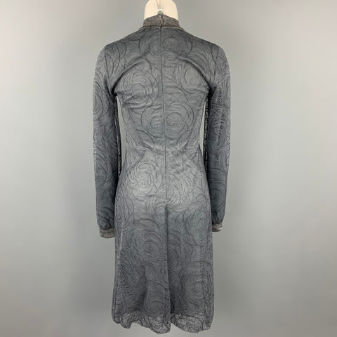 CALVIN KLEIN COLLECTION Size 4 Grey Lace Modal Blend Sheath Dress
