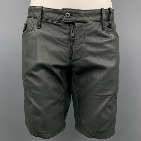 NICE COLLECTIVE Size 36 Slate Gray Aged Leather Shorts