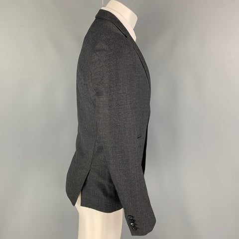THE KOOPLES Size 36 Charcoal Grey Grid Wool Notch Lapel Sport Coat