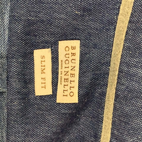 BRUNELLO CUCINELLI Size S Blue Cotton Button Up Long Sleeve Shirt