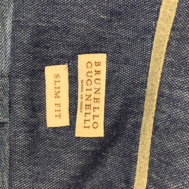 BRUNELLO CUCINELLI Taille S Chemise à manches longues boutonnée en coton bleu