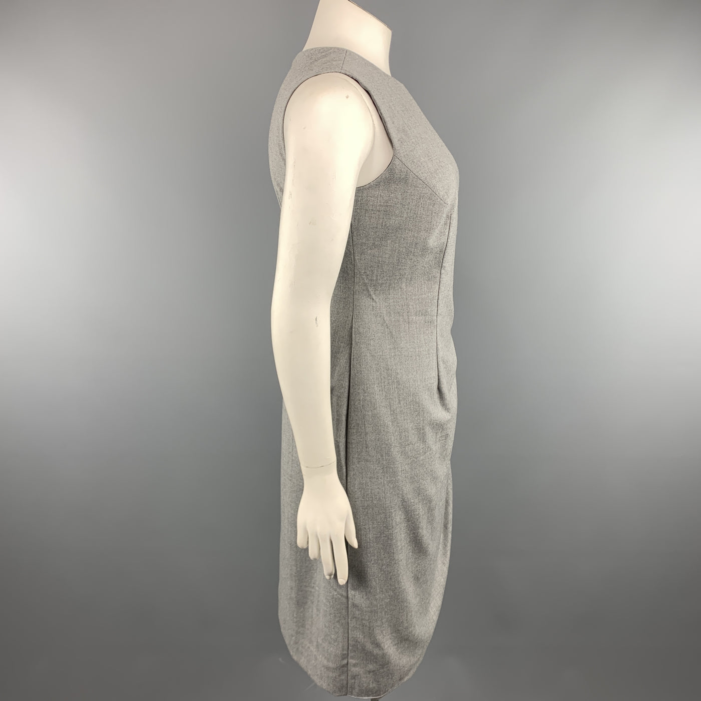 GIORGIO ARMANI Size 10 Heather Grey Virgin Wool Blend Sleeveless Drape Dress