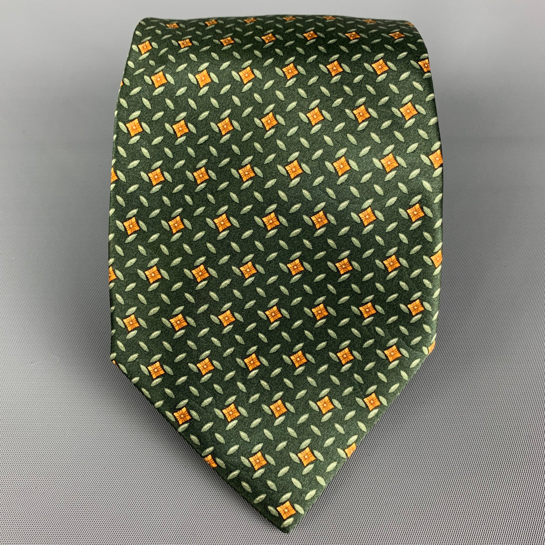 BURBERRY LONDON Cravate en soie jaune vert