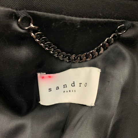 SANDRO Size 40 Black Wool Tuxedo Sport Coat