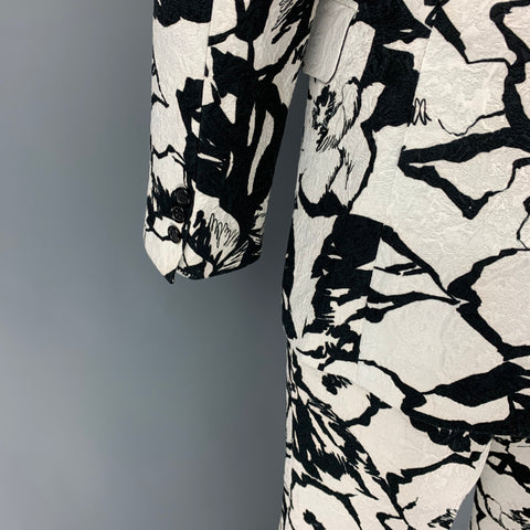 COMME des GARCONS HOMME PLUS Size L Black White Jacquard Cotton Blend Suit