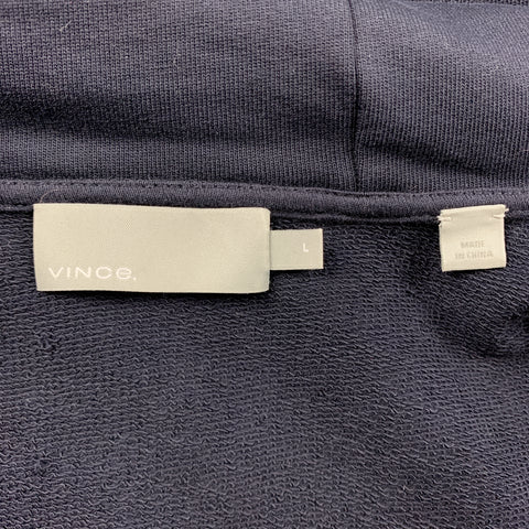 VINCE Chaqueta azul marino de algodón liso con cremallera en el pecho talla L