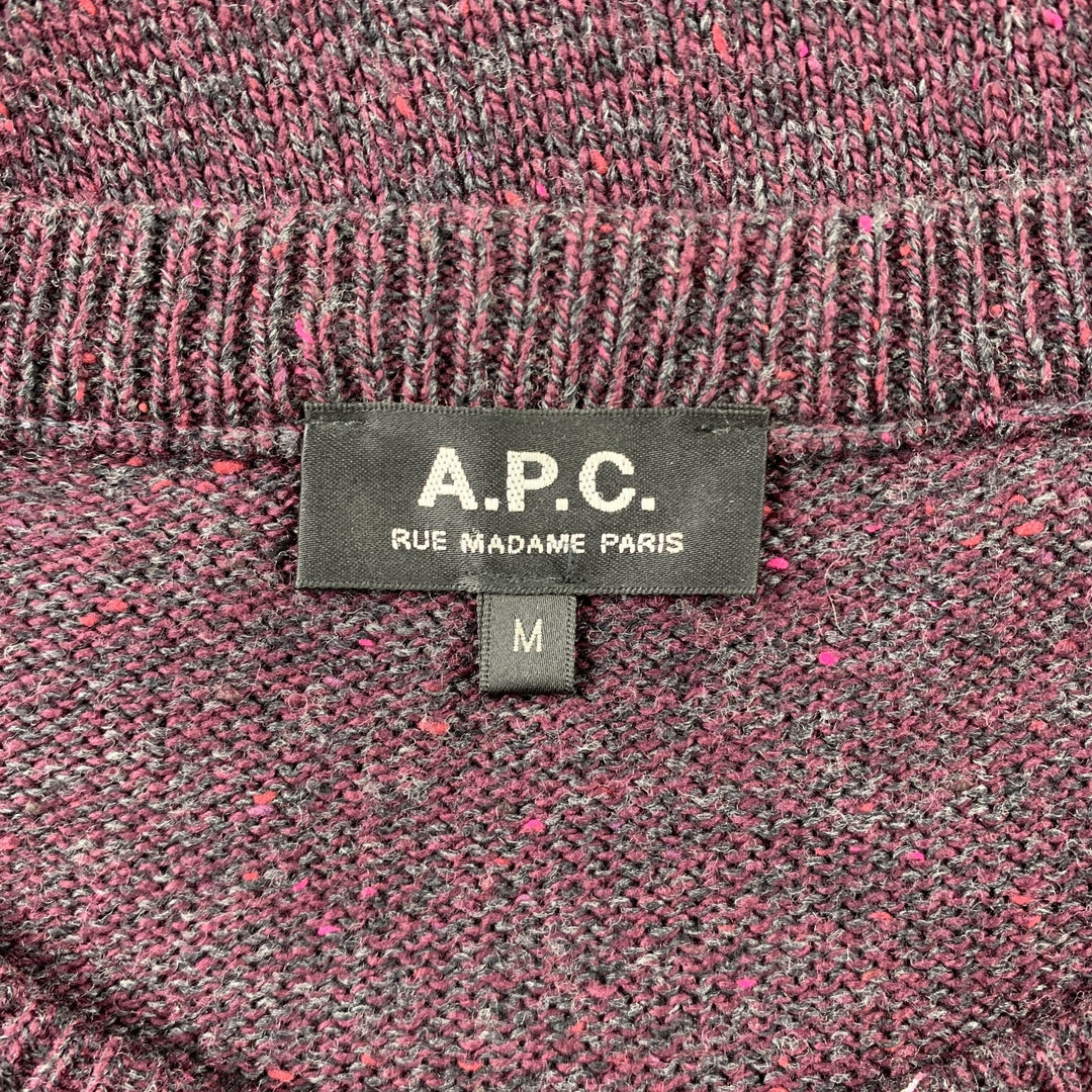 A.P.C. Size M Purple Superfine Wool Ribbed Collar Pullover