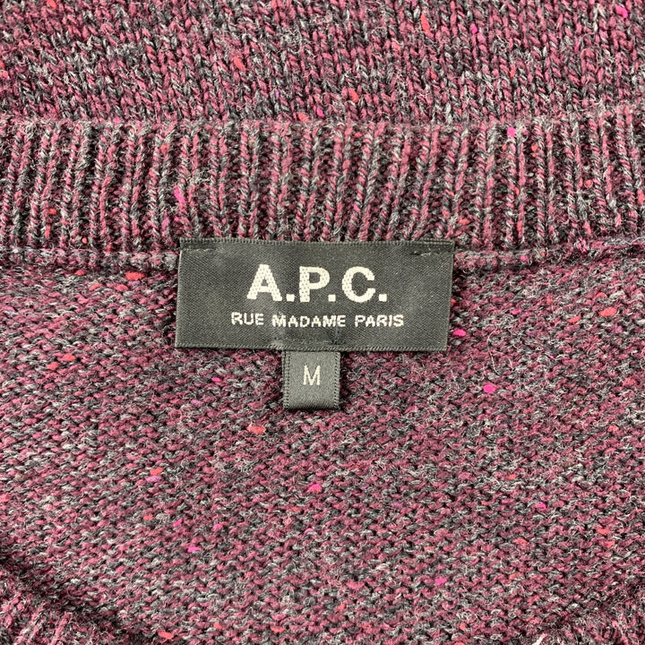 A.P.C. Size M Purple Superfine Wool Ribbed Collar Pullover