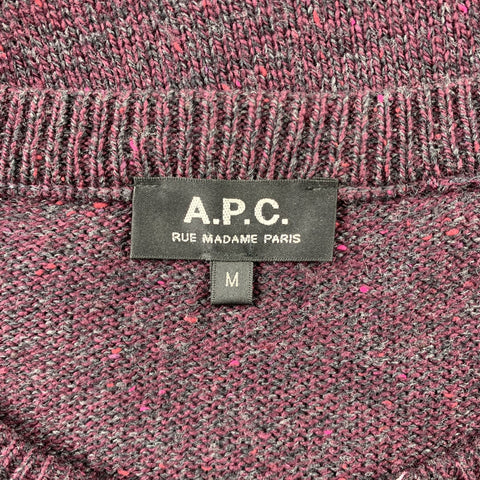A.P.C. Size M Purple Superfine Wool Ribbed Collar Pullover