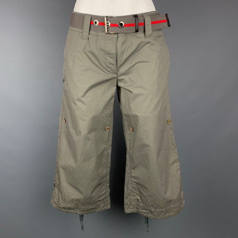 PRADA Pantalon décontracté réglable en coton olive taille 2
