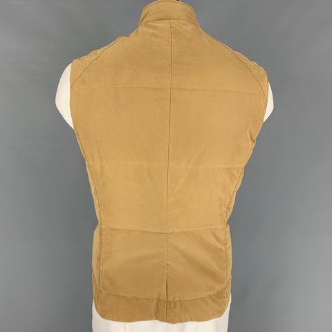 BRUNELLO CUCINELLI Size XL Khaki Quilted Twill Zip Up Puff Vest