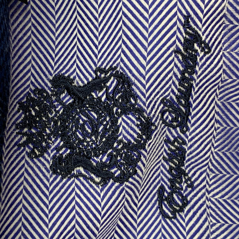 ENGLISH LAUNDRY Size L Blue White Herringbone Cotton Button Up Long Sleeve Shirt