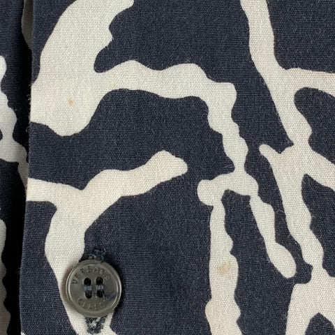 VERSACE Size XXL Black White Abstract Cotton Short Sleeve Shirt