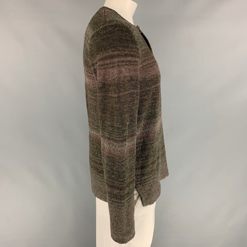RRL by RALPH LAUREN Size L Brown & Taupe Knit Silk Blend Henley Pullover