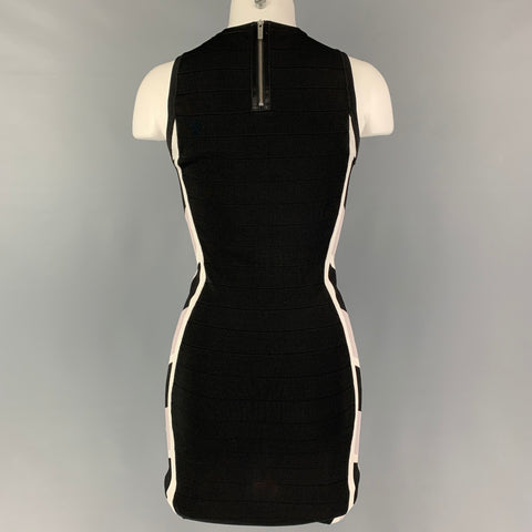 KAREN MILLEN Size XS Black Grey Viscose Blend Two Tone Bandage Dress