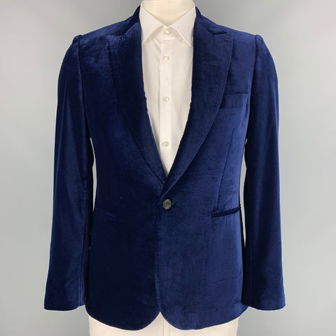 PAUL SMITH Soho Fit Size 42 Cobalt Velvet Polyester Sport Coat