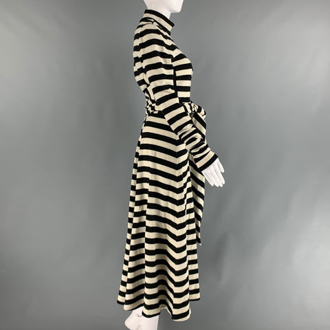 MARC JACOBS Vestido largo a rayas de nailon y lana blanca y negra talla 2