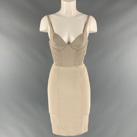 DONNA KARAN Size 2 Grey Viscose Blend Bustier Dress