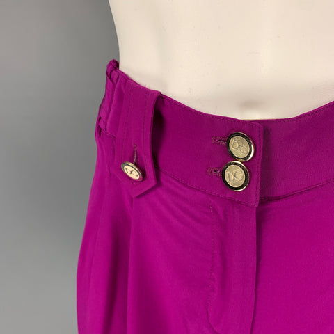 DOLCE & GABBANA Size 4 Purple Beige Silk Shorts