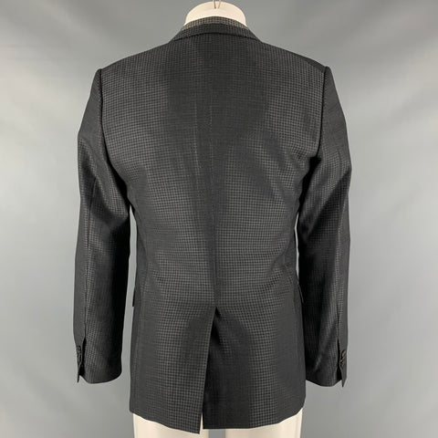 VIKTOR &amp; ROLF Taille 38 Gris Noir Plaid Laine Soie Notch Revers Sport Manteau