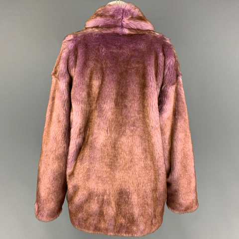 STAND STUDIO Size S Lavender Brown Two Toned Acrylic Polyester Faux Fur Jillian Coat