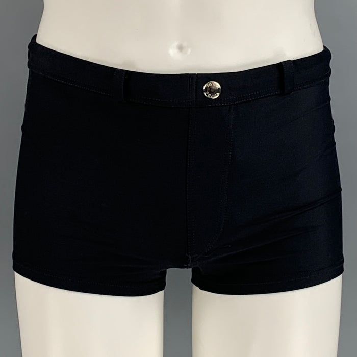 PRADA Size 30 Black Nylon Spandex Drawstring Swim Trunks