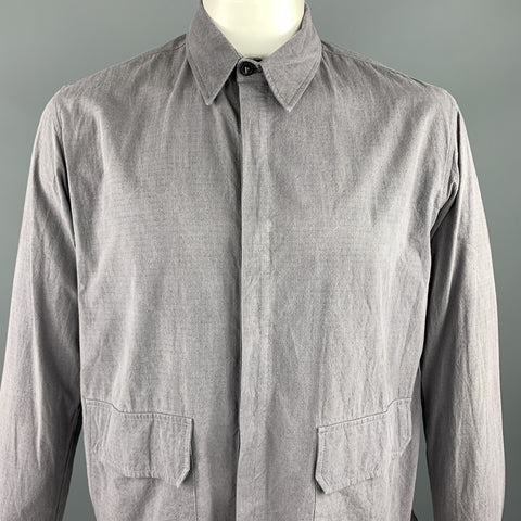 THE LOST EXPLORER Size L Gray Textured Organic Cotton Long Sleeve Shirt
