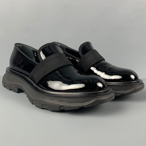 ALEXANDER MCQUEEN Size 9 Black Patent Leather Loafers