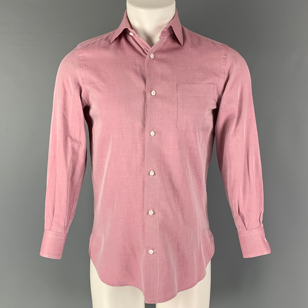 THE SUIT COMPANY Size S Red White Stripe One pocket Long Sleeve Shirt