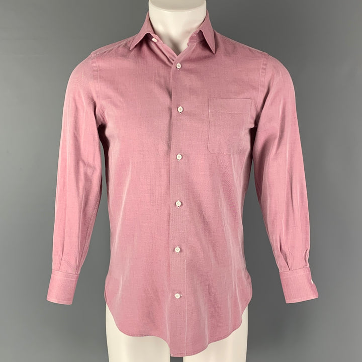 THE SUIT COMPANY Size S Red White Stripe One pocket Long Sleeve Shirt