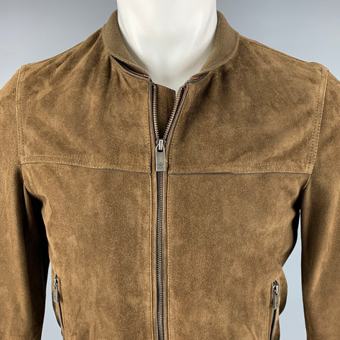 MASSIMO DUTTI Size S Brown Suede Bomber Jacket