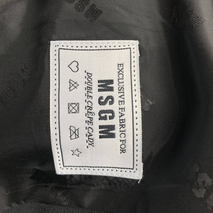 MSGM Size 6 Black Crepe Polyester Fringe Motorcycle Jacket