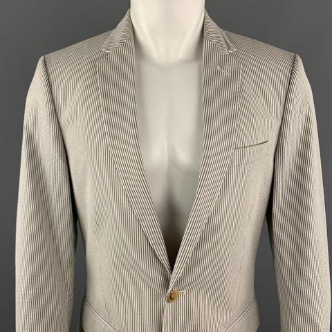 J. CREW 39 Regular Grey & Cream Stripe Seersucker Suit
