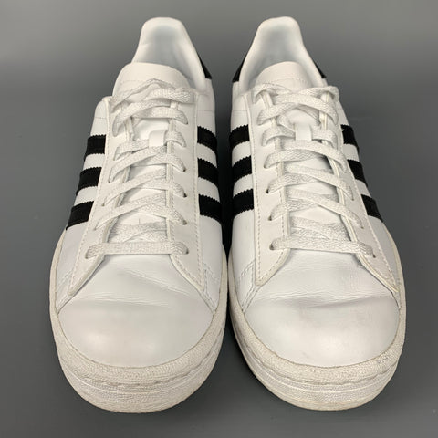 ADIDAS Size 8 White & Black Low Top Sneakers