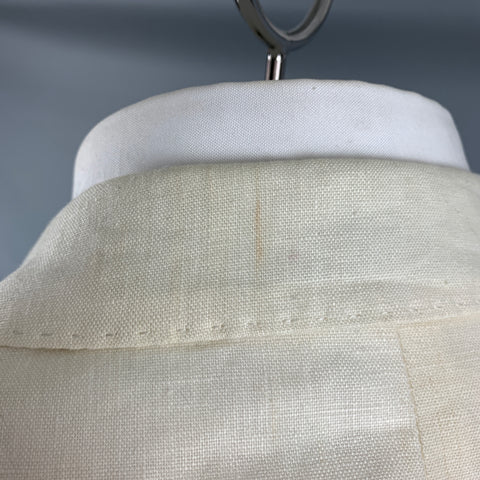 CALVIN KLEIN Size 44 Long Cream Linen Single breasted Suit